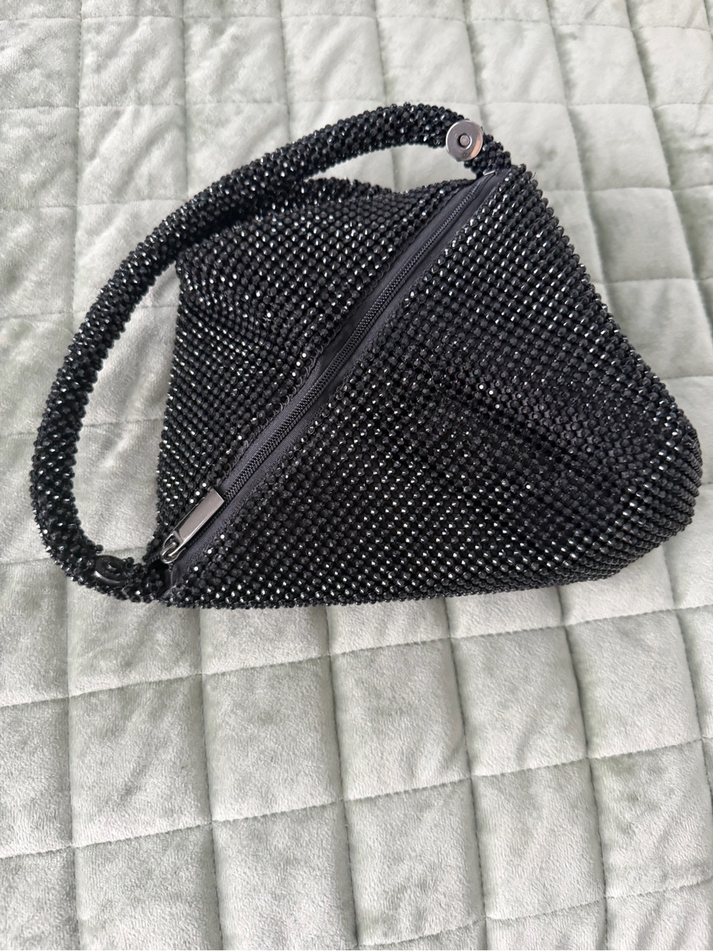 Black Beaded Evening Bag - Unbranded